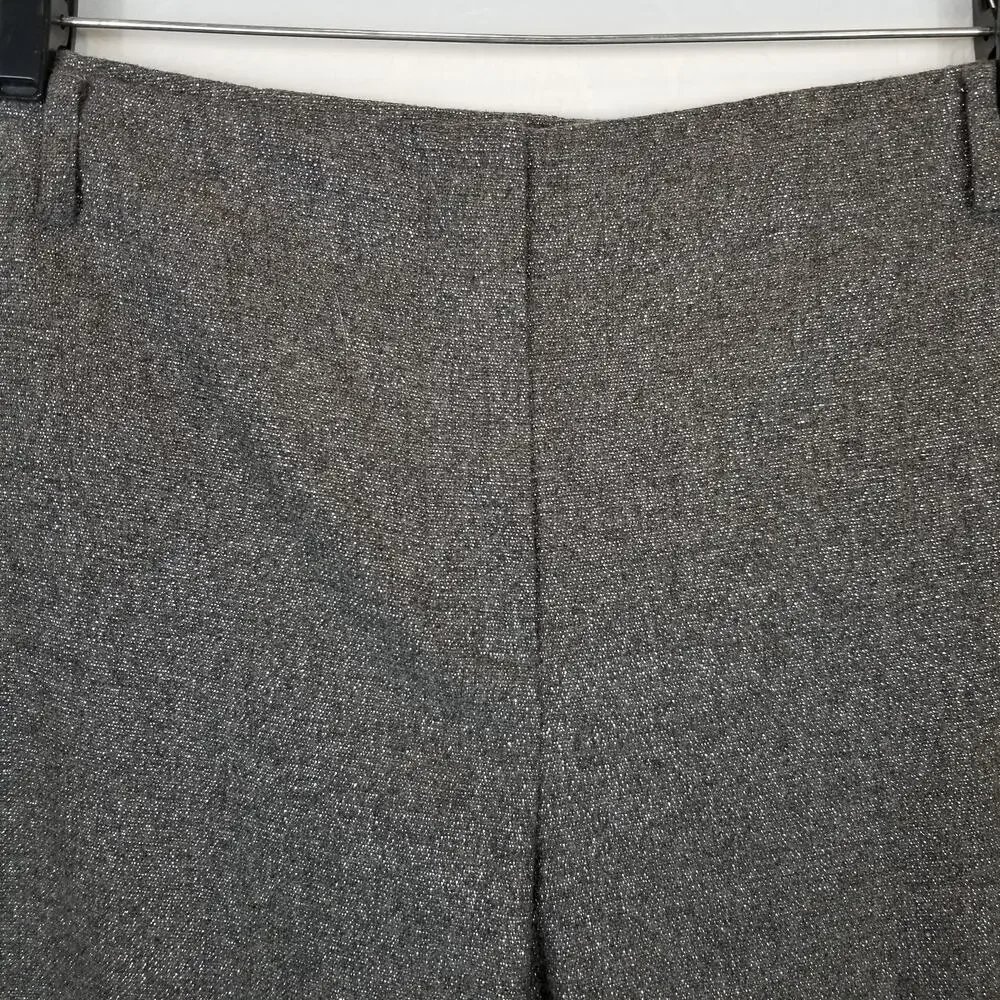 Per Se Women's Gray Silver Wool Blend Flat Front Wide Leg Dress Pants Size 16